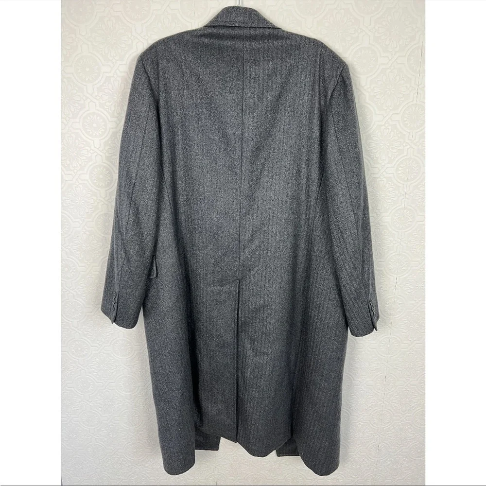 Vintage 100% Wool Trench‎ Coat Pea Coat Luxury Long Grey Event Special Occasion